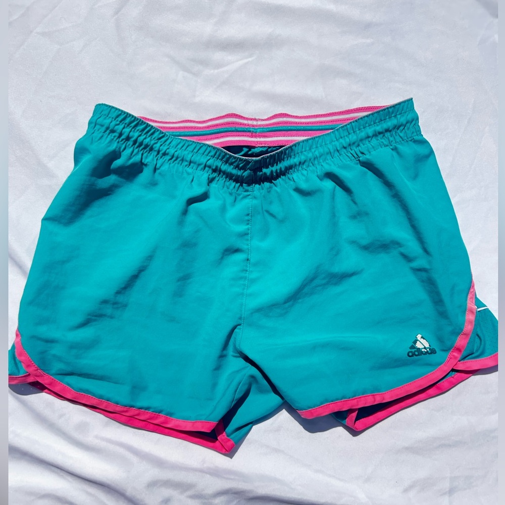 XS blue and pink Adidas Running Shorts